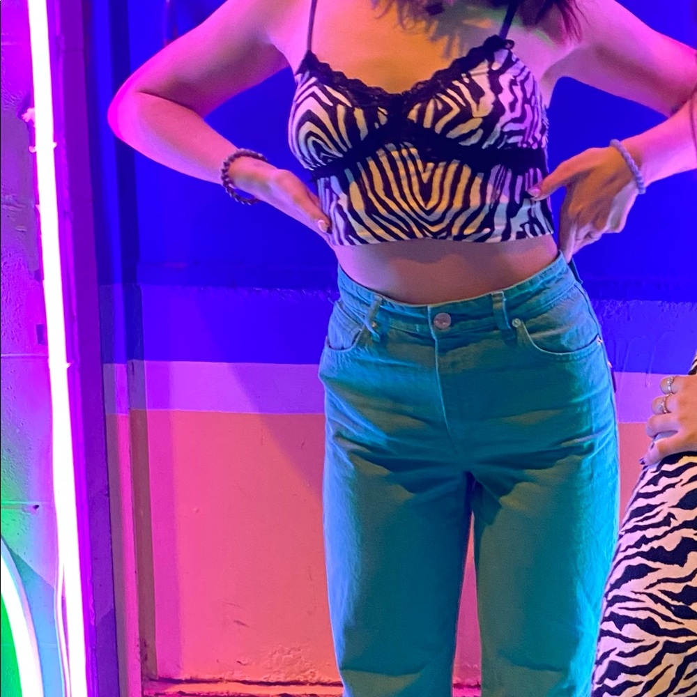 ZARA GREEN FLARE JEANS